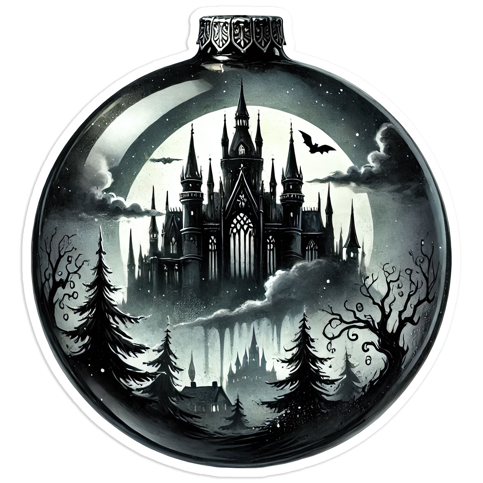 Gothic Castle Ornament – Vinyl Decal Sticker – Car Window Laptop – #1462
