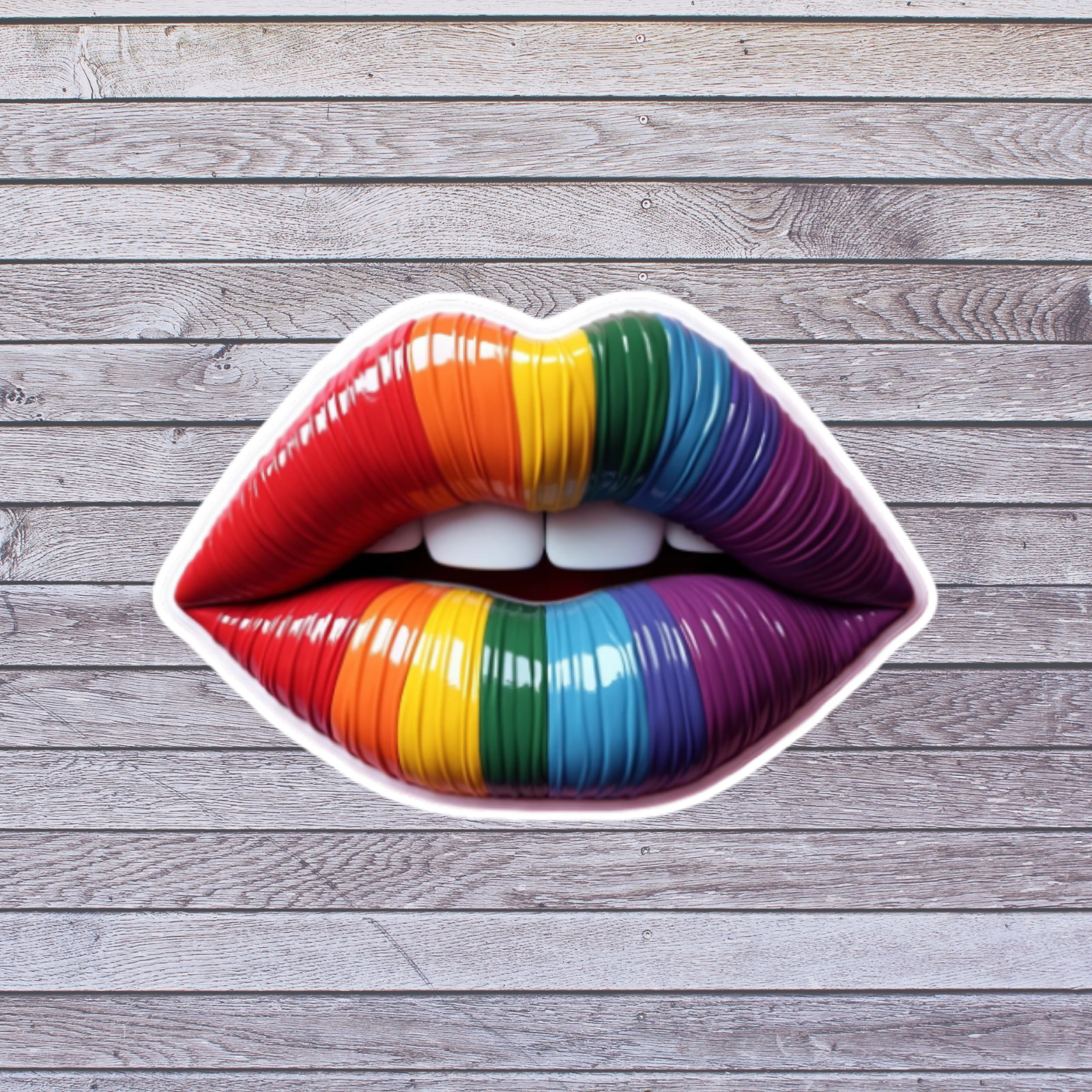 Gay Pride Sticker Vinyl Decal Rainbow Lips LGBTQ Kiss Pride Car Laptop