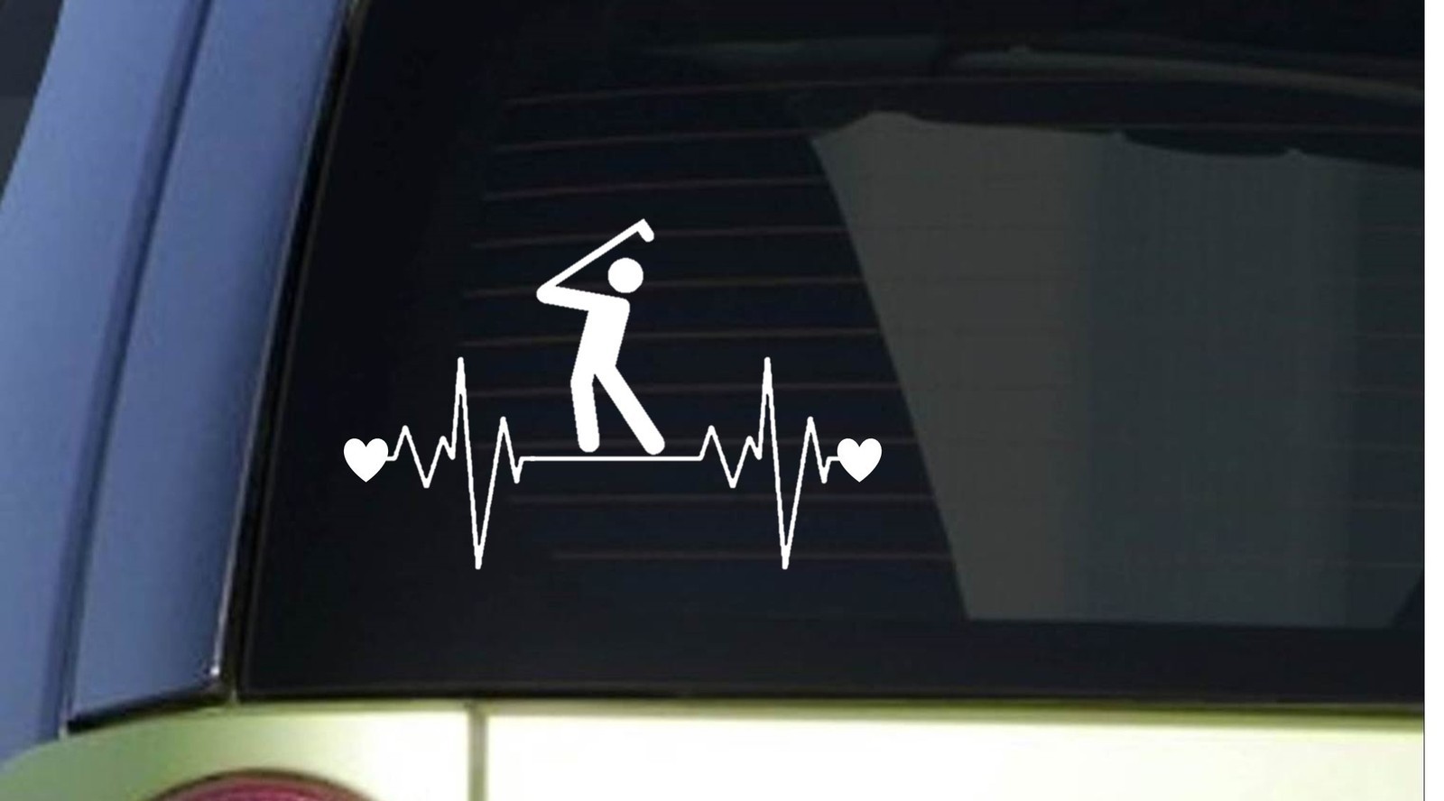 Golf heartbeat lifeline *I219* 8″ wide Sticker decal golf ball driver