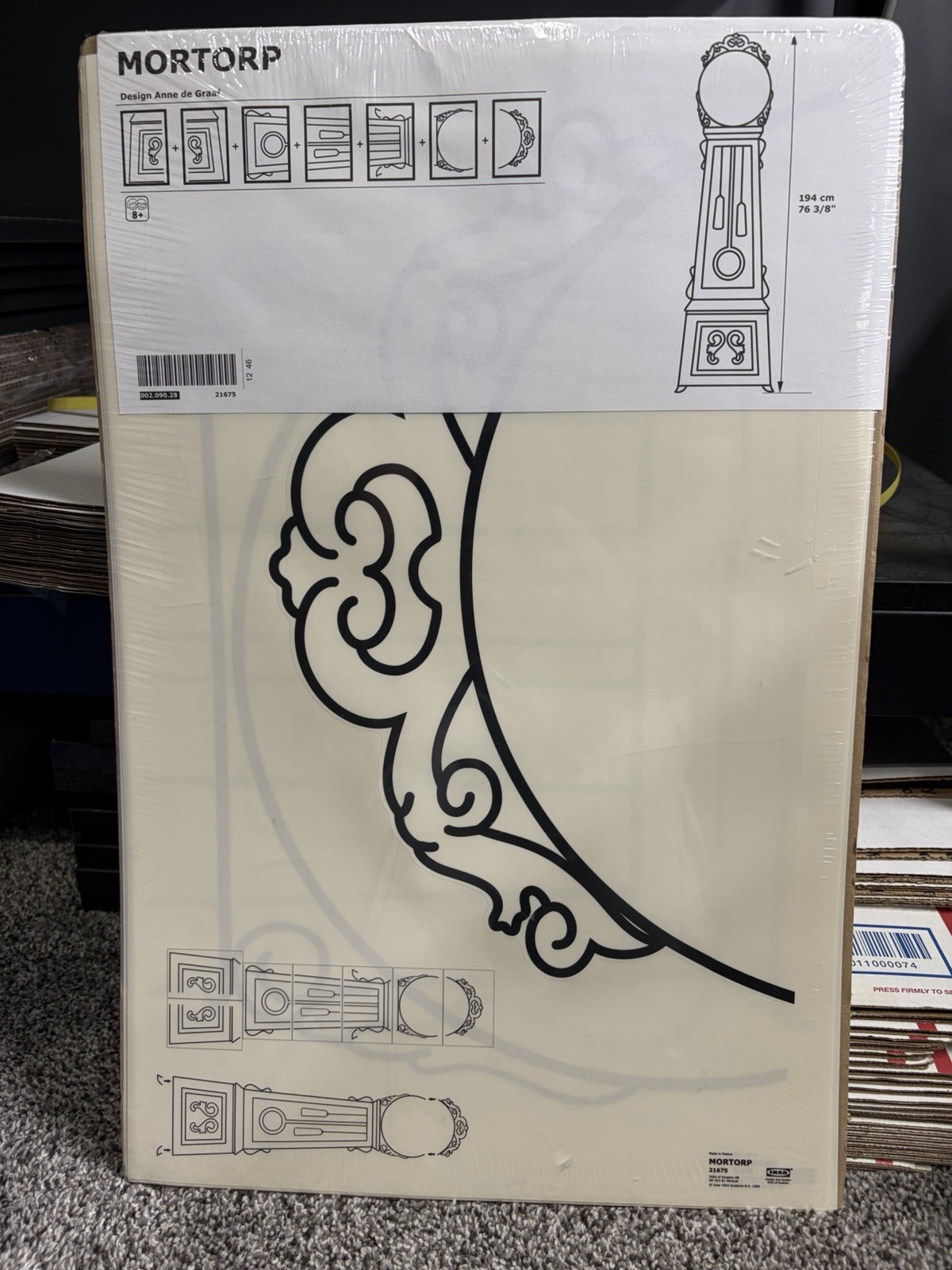 IKEA Mortorp Grandfather Clock Wall Decal Decor Anne de Graffe 76″ Tall #21675