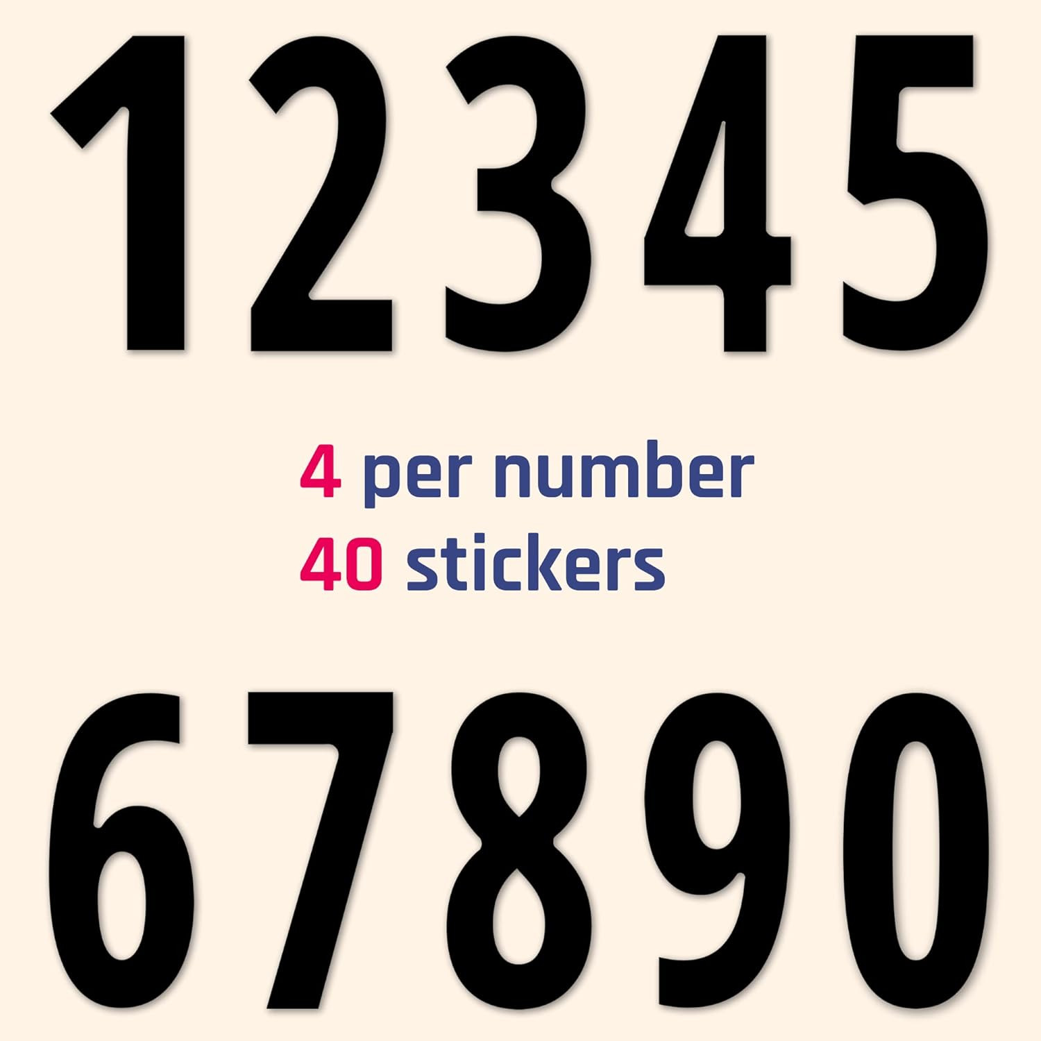 40 Pieces, 6″ – Number Stickers, Waterproof Vinyl Stick on Numbers – Black