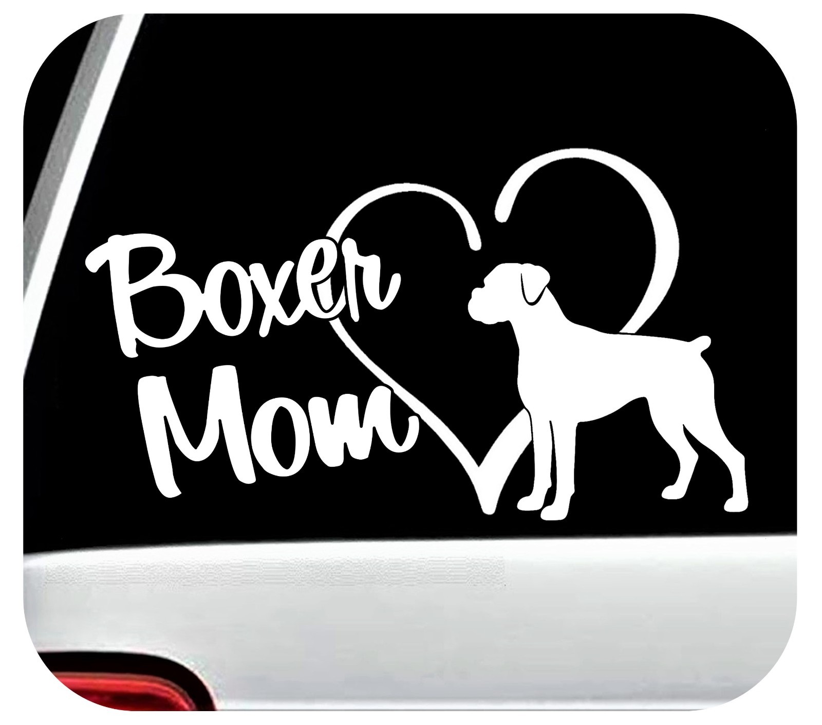 Boxer Mom Love Heart Decal Sticker for Car Window Floppy Natural ears BG 2131