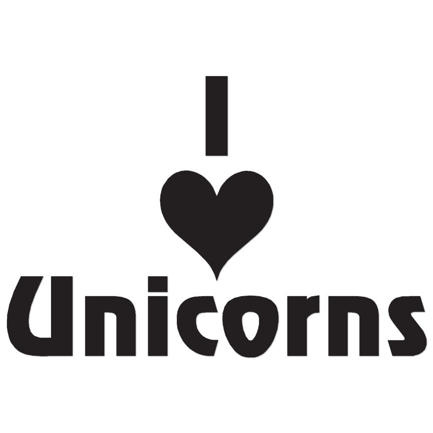 I Love Unicorns – Vinyl Decal Sticker – Multiple Color & Sizes – ebn1207
