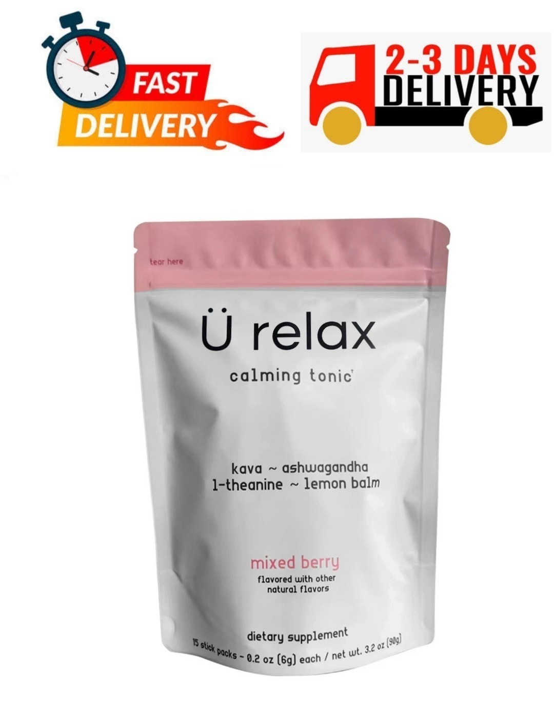 U Relax Calming Tonic 15 Packets MIXED BERRY Flavor Relax Calming Drink US STCOK