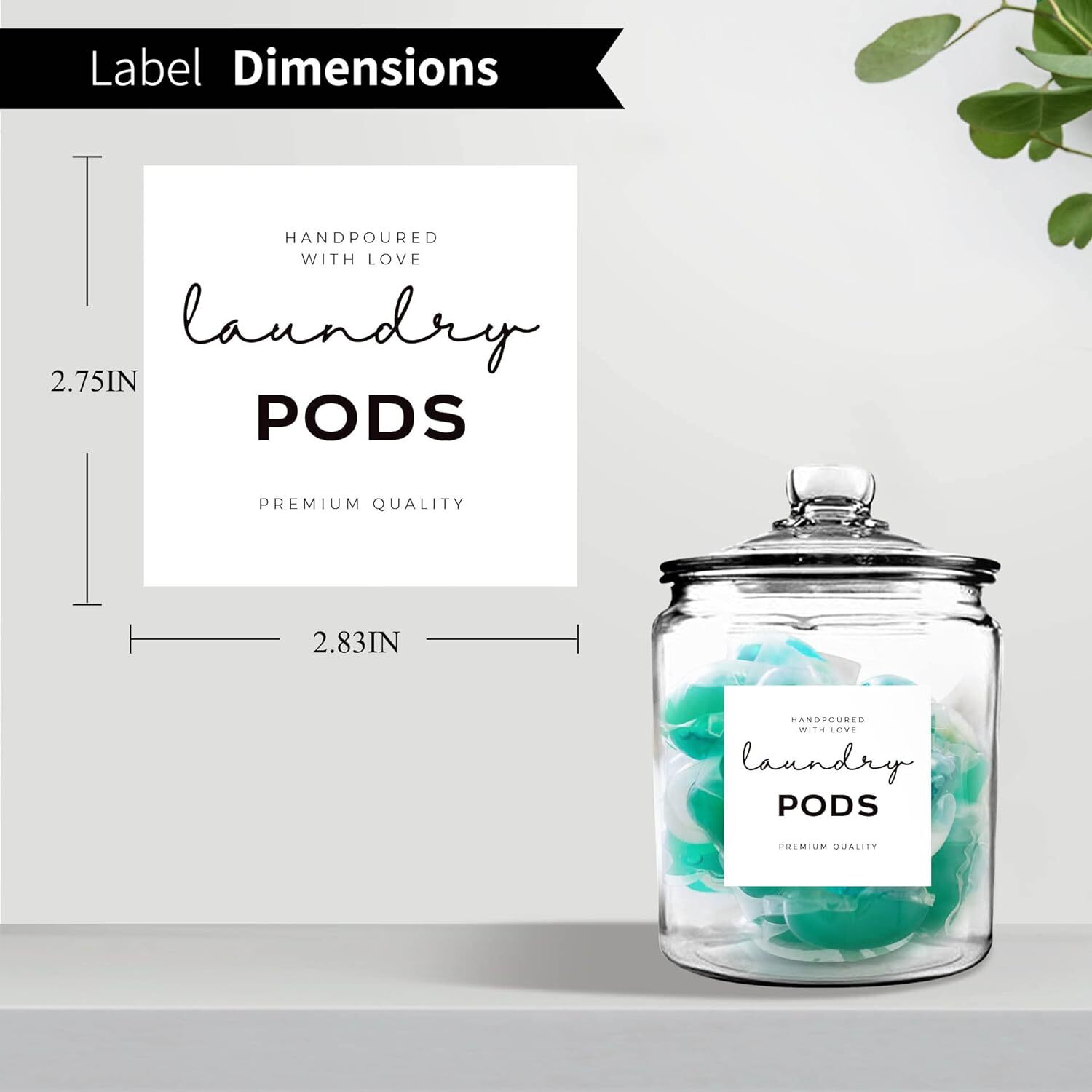 Minimalist Laundry Room Labels Set, V2Croft 48 White Matte Stickers on Clear Can