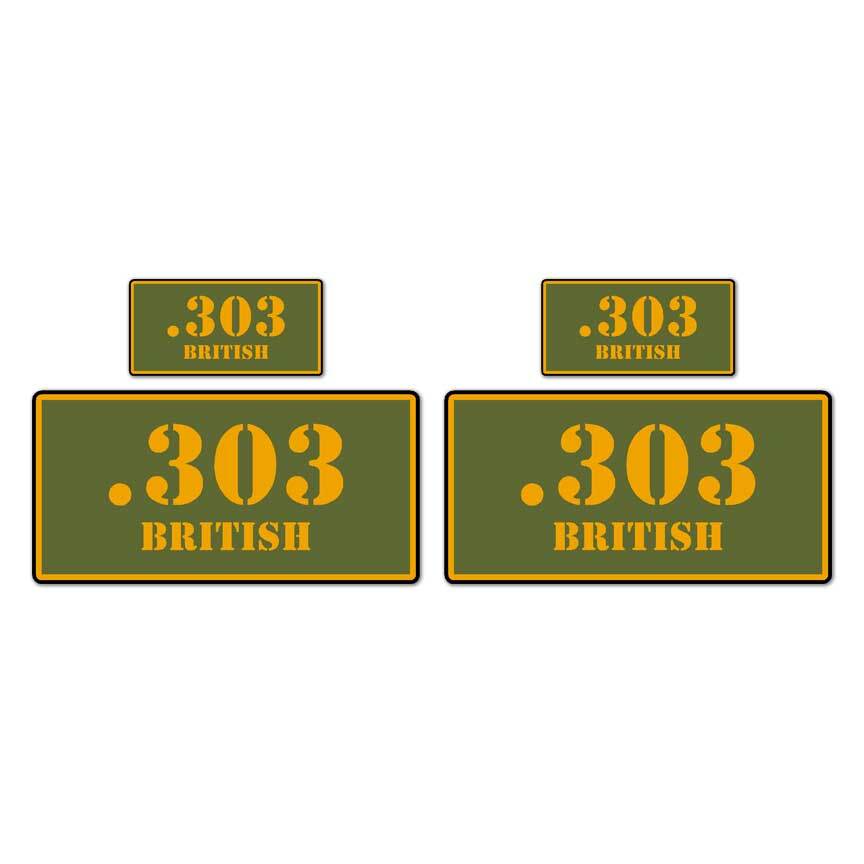 .303 British Ammo Box Set, Vinyl Decal Sticker, 2@ 1″x2″ & 2@ 2″x4″, #8387