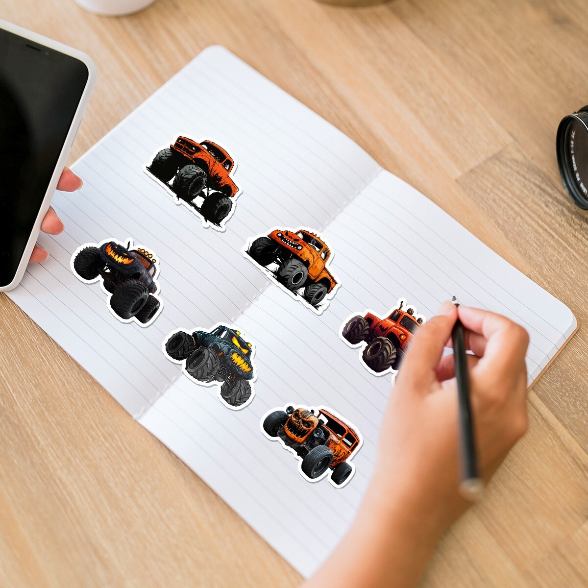 50 Pcs Stickers Monster Truck Cars Fridge Luggage Skateboard Phone Laptop Vinyl