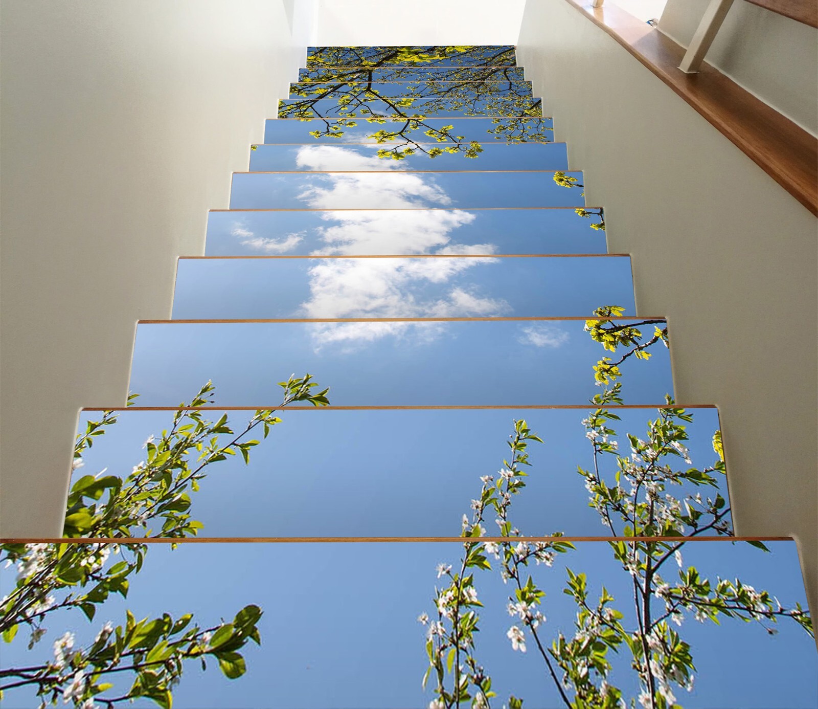 3D Simple Clouds E20 Stair Risers Decoration Photo Mural Vinyl Decal Wallpaper E