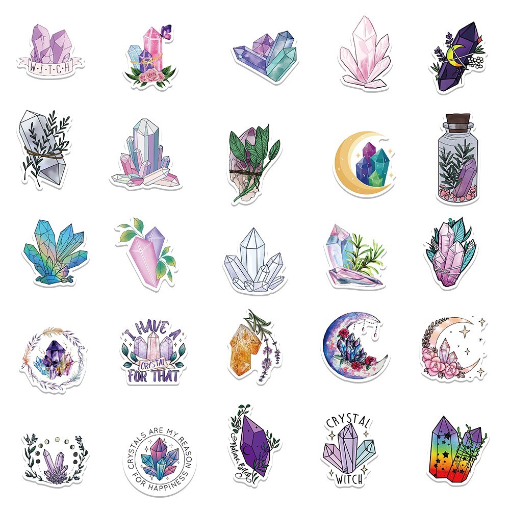 50pcs SPIRITUAL Stickers Pack, Crystal Potion Gothic Stickers, #193