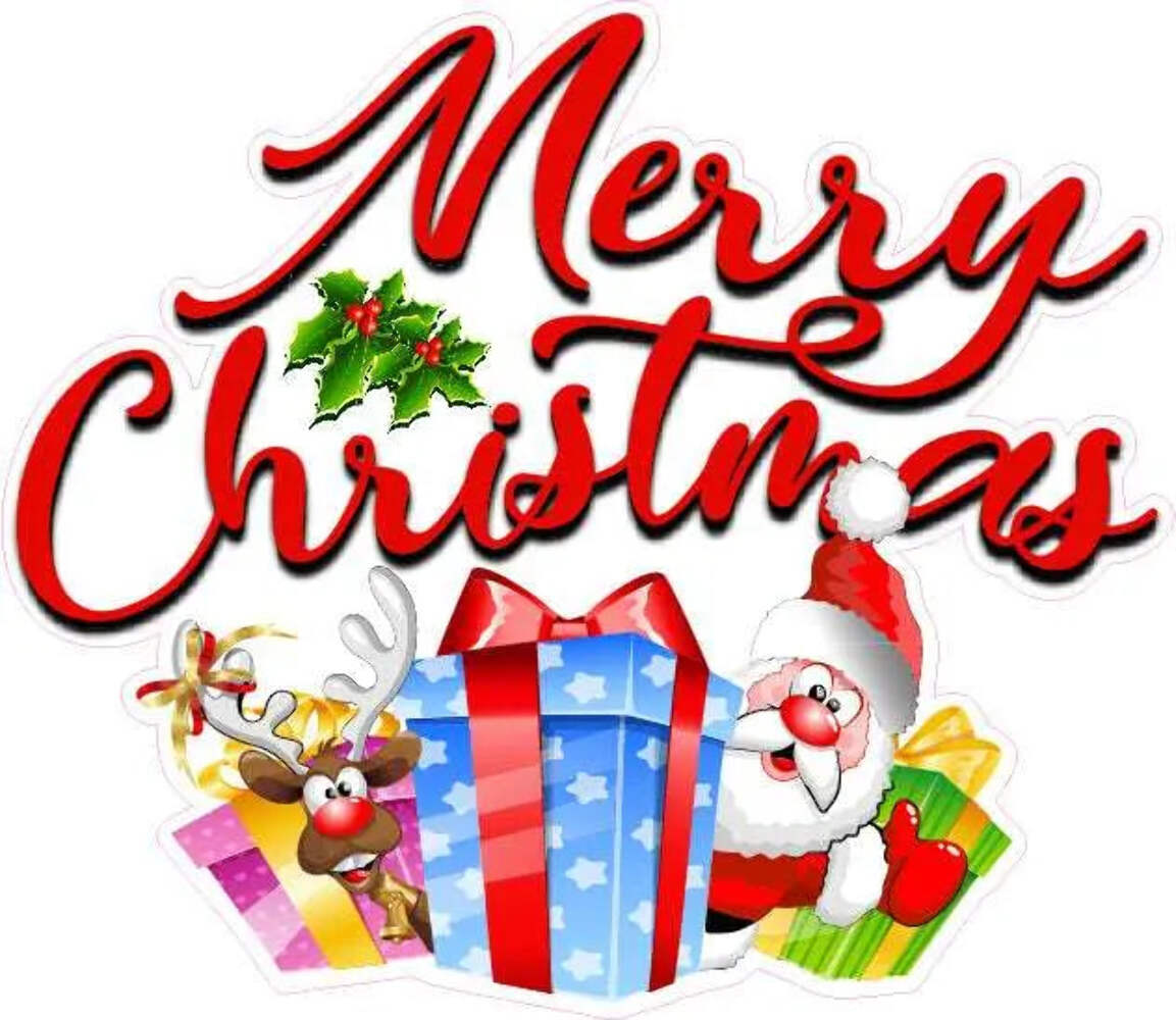 Merry Christmas Santa and Rudolph with persents Wall Decor Decal
