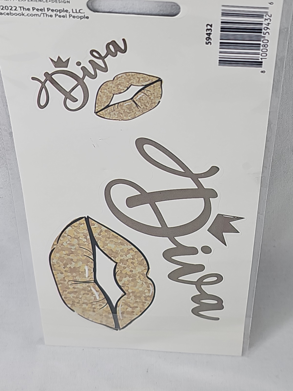 NEW! The Peel People Car Decal “DIVA” Gold Lips Crown GirlFun Sassy 2 Decals USA