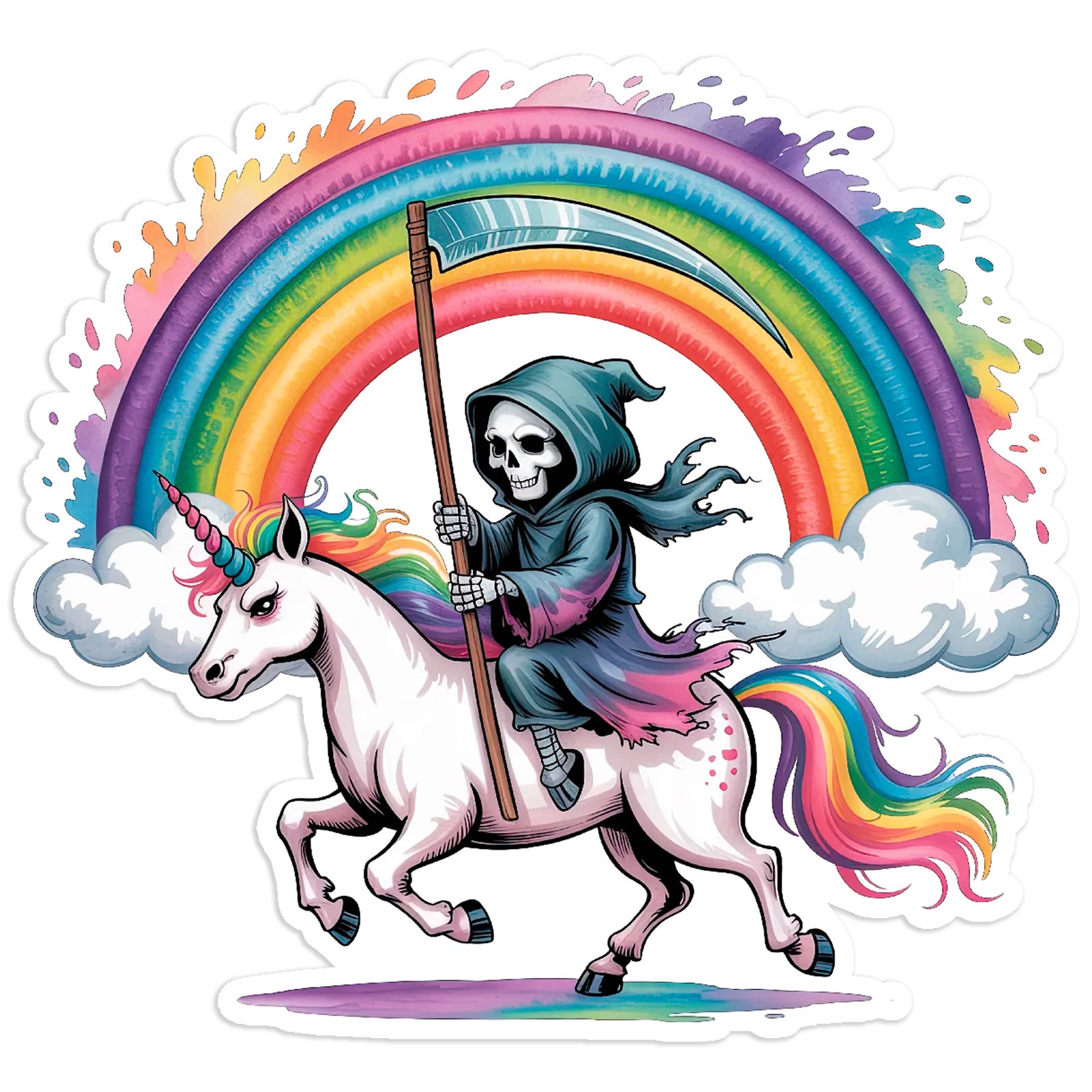 Grim Reaper Unicorn – Vinyl Decal Sticker – Car Window Laptop – #82