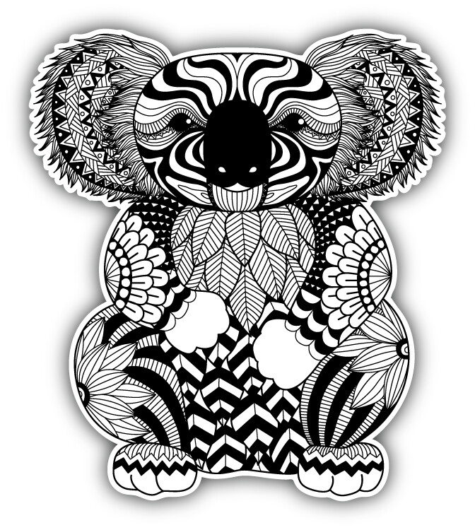 Patterned Koala Car Bumper Sticker Decal “SIZES”