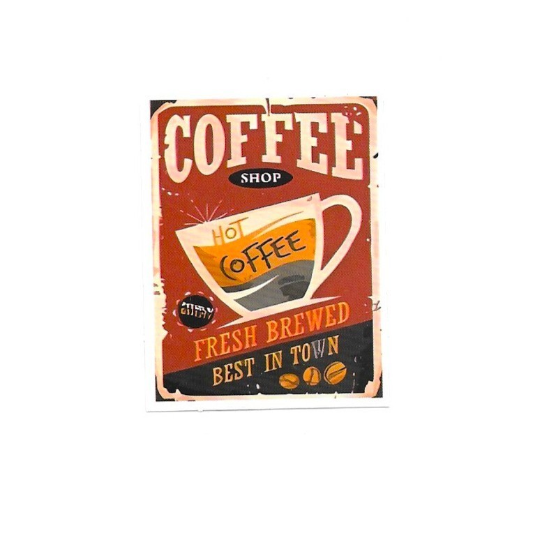 Coffee Shop Hot Coffee Fresh Brewed Vinyl Sticker Retro Style Cafe Mug Laptop
