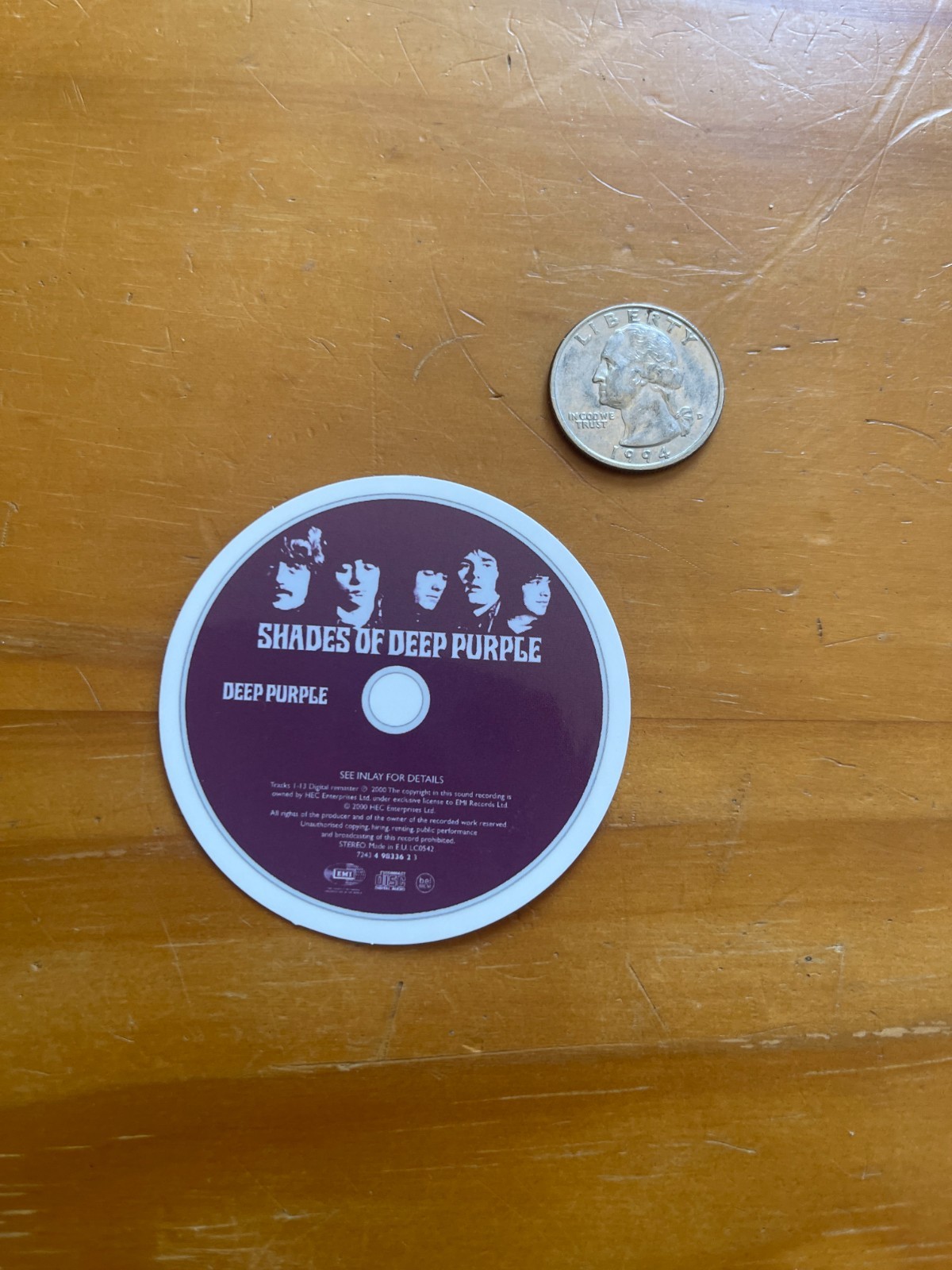 Deep Purple Sticker Decal Round CD Style Band Rock 70s Classic