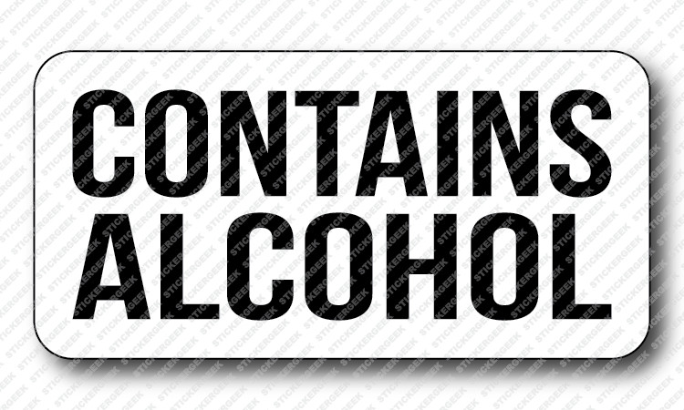 Contains Alcohol Gag Joke Prank Funny Hard Hat Toolbox Sticker