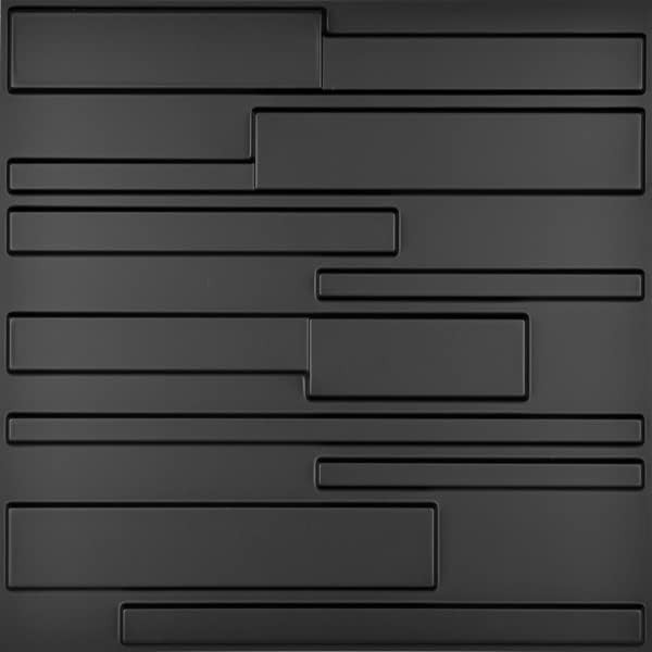 19.7×19.7in PVC 3D Wall Panels Pack of 12 Geometric Black DIY Decor