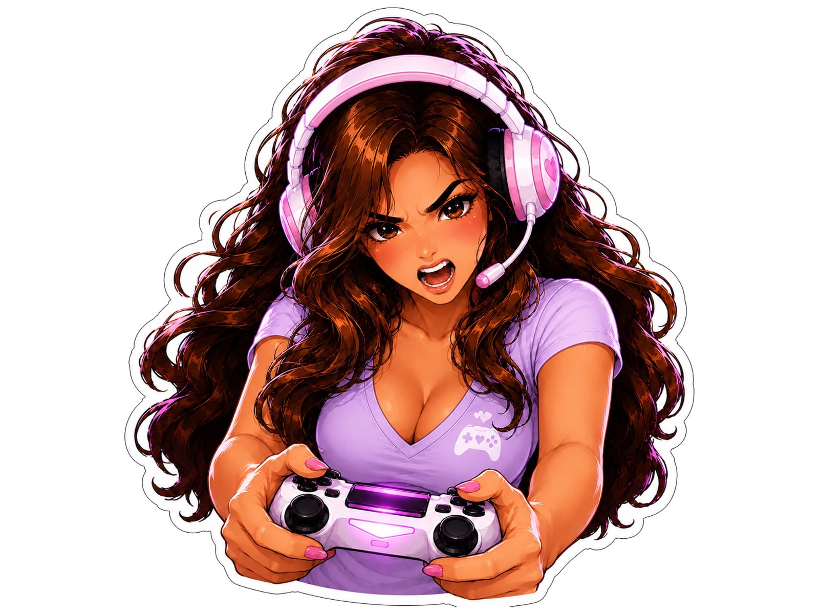 Gamer Girl Sticker Decal – Gamer Girl Controller Laptop Window Car 3.2″