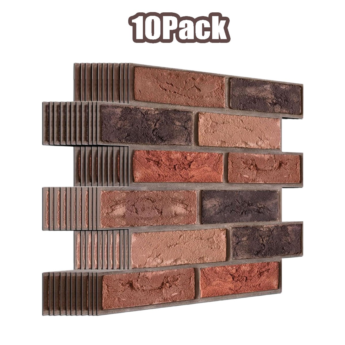10Pack 3D Wall Panels Brown Grey Stick Brick Wallpaper Peel and Stick Faux Stone