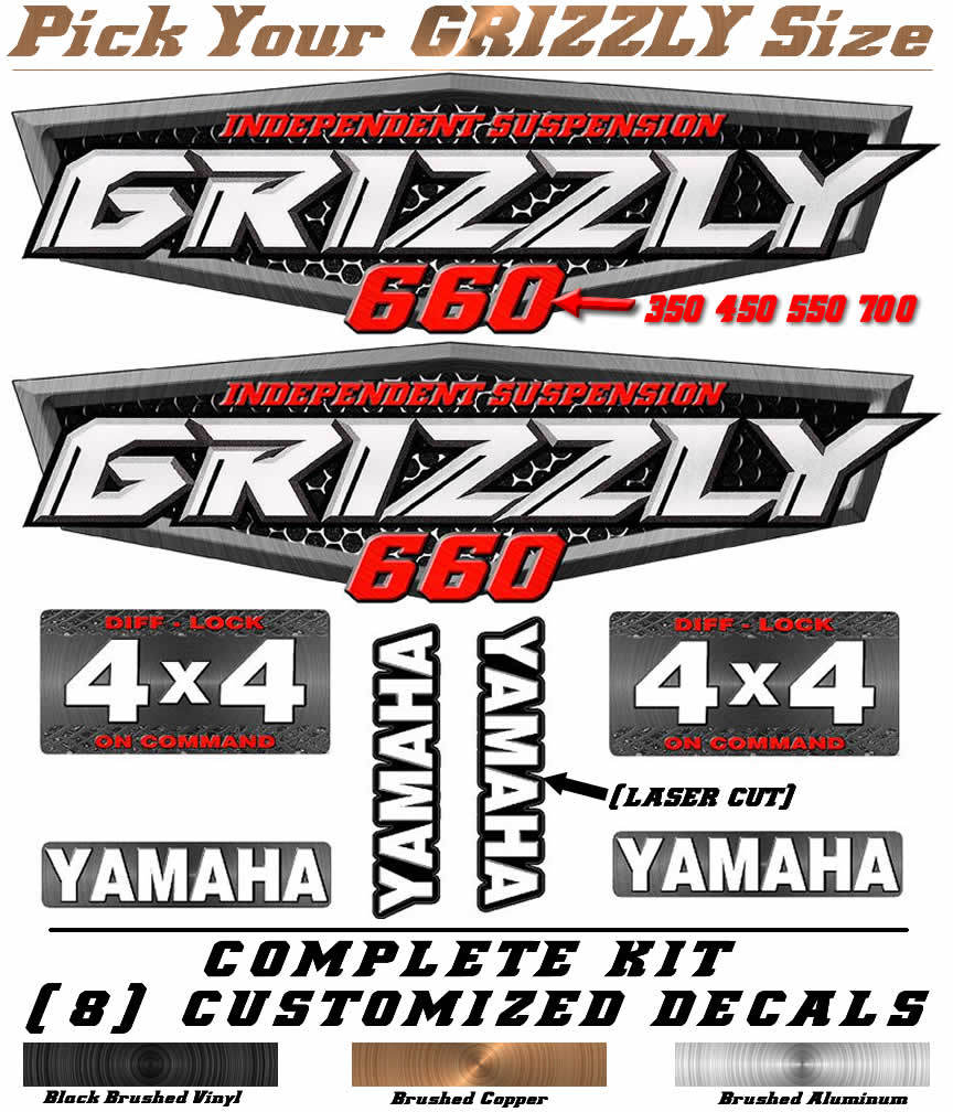 Yamaha Grizzly OEM ATV Tank Decal Graphic Sticker Kit 350 450 550 660 700 4×4