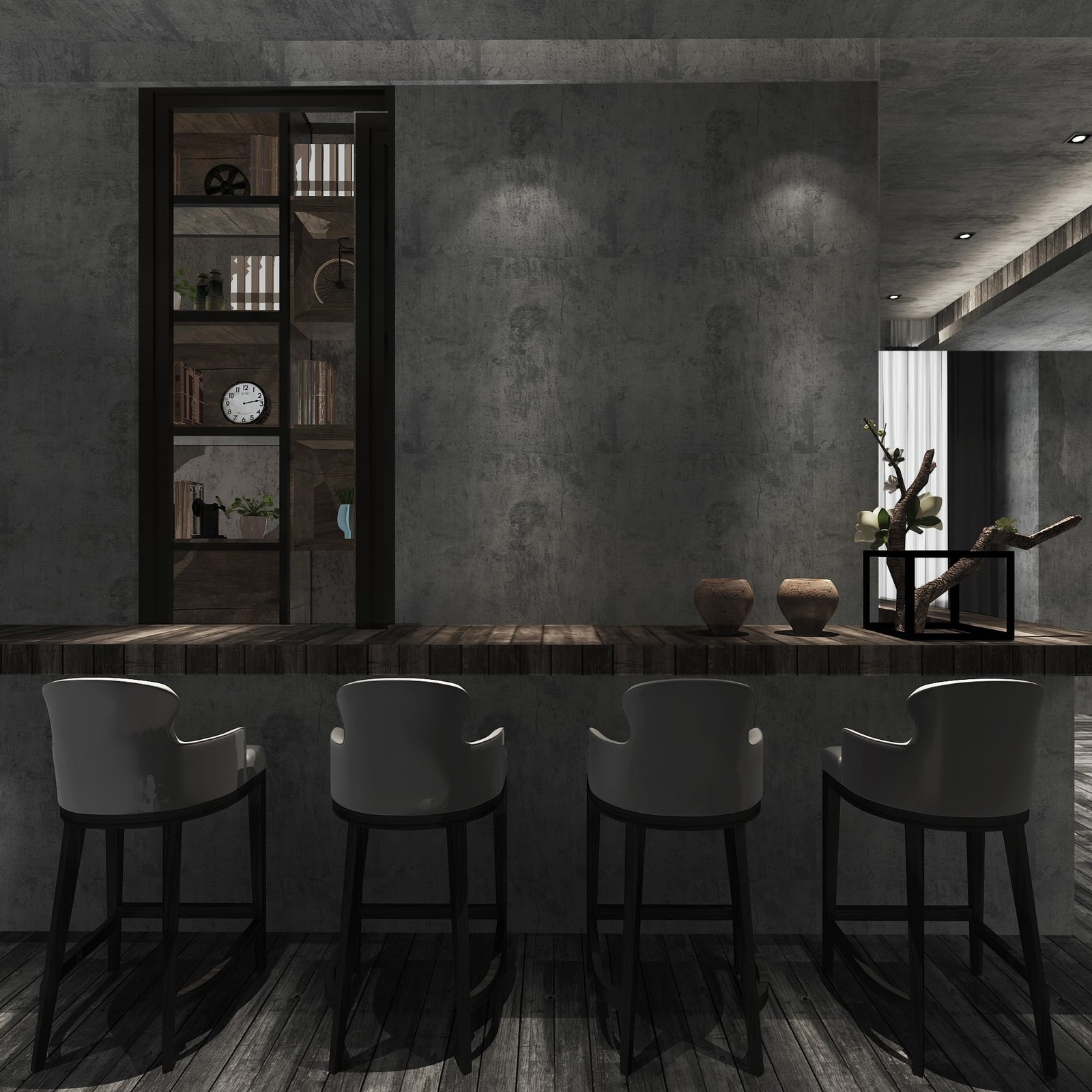 TOTIO Gray Concrete Wallpaper Matte Thick Dark Grey Cement Contact Paper Peel…