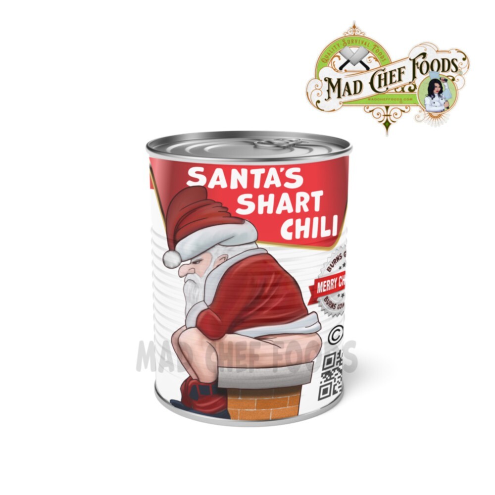 FUNNY CHRISTMAS Santa’s Shart Chili #300 Can Label White Elephant Gag 4″x9″ 2pk