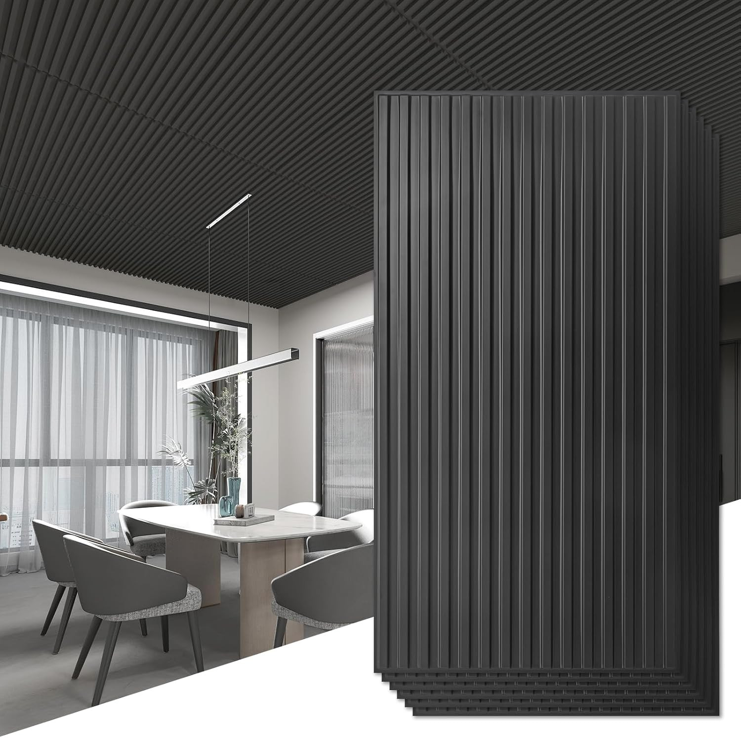 12-Pack Slat Design 3D Wall Panels for Interior Wall Decor, 2X4 FT PVC Decorativ