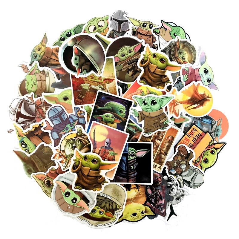 50 Pack Grogu Baby Yoda And The Mandalorian Stickers – USA Seller