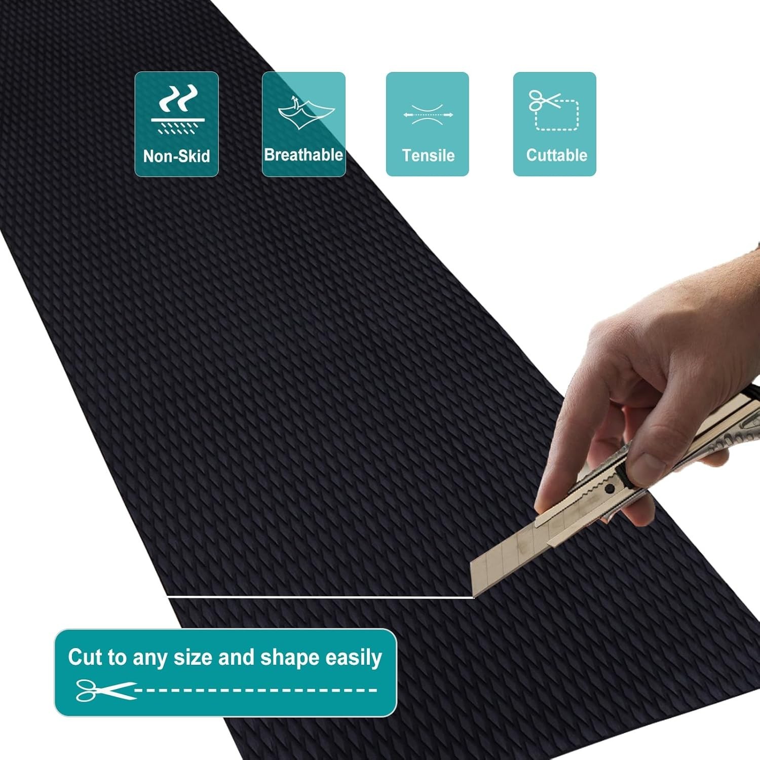 EVA Foam Boat Flooring Marine Decking Non-Slip Pad Black 5mm 80″x35″