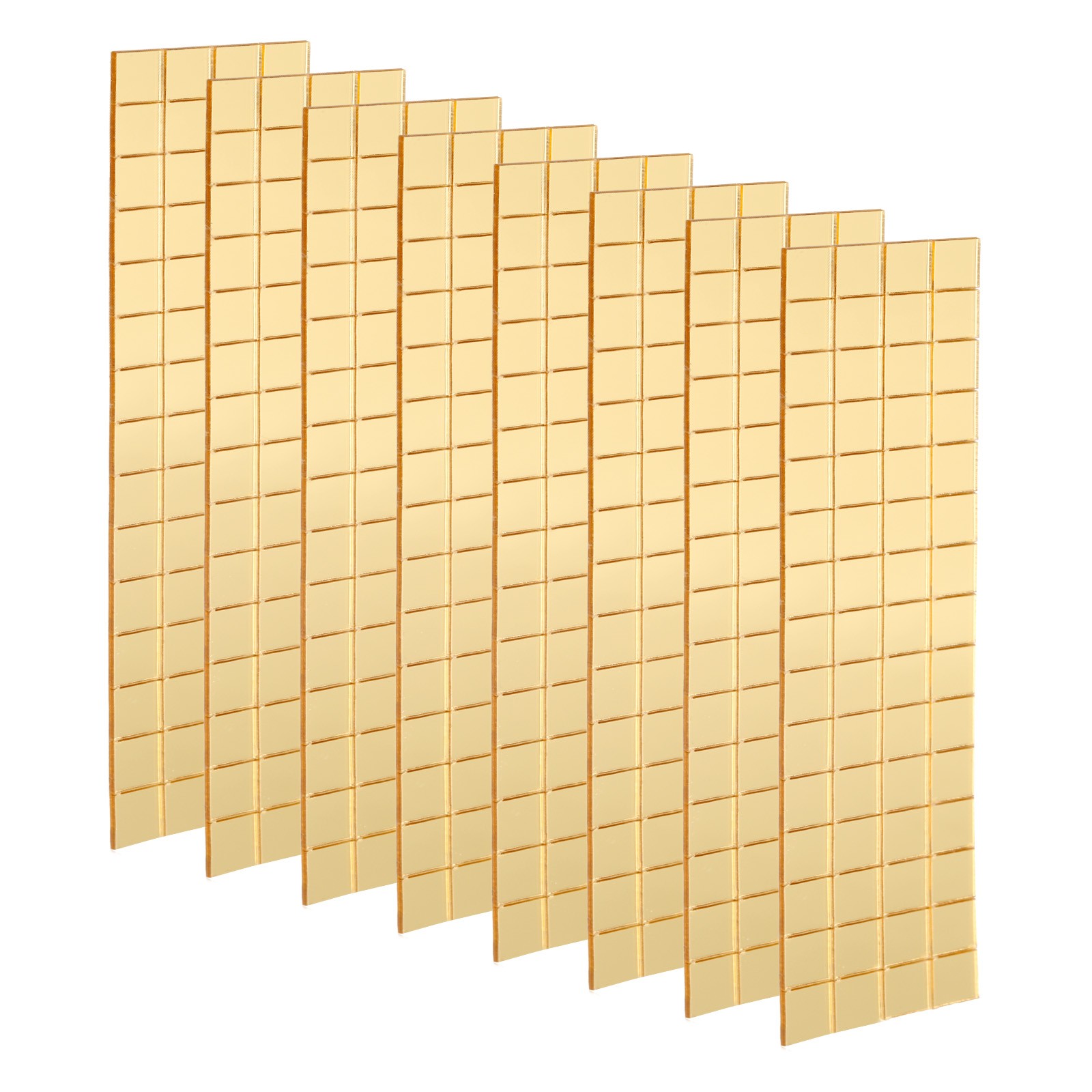 8 Sheet 960 Pcs 10x10mm Self Adhesive Mirror Mosaic Tiles Sticker, Gold