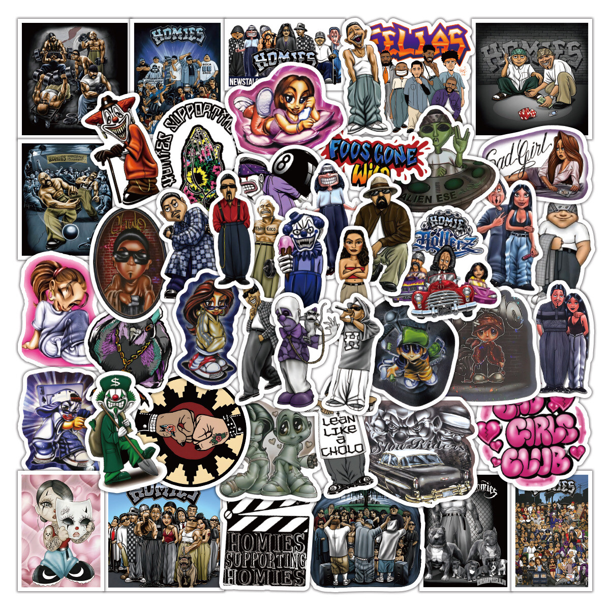 100Pcs Homies Sticker for Kids Teens Girls Scrapbooking Water Bottles