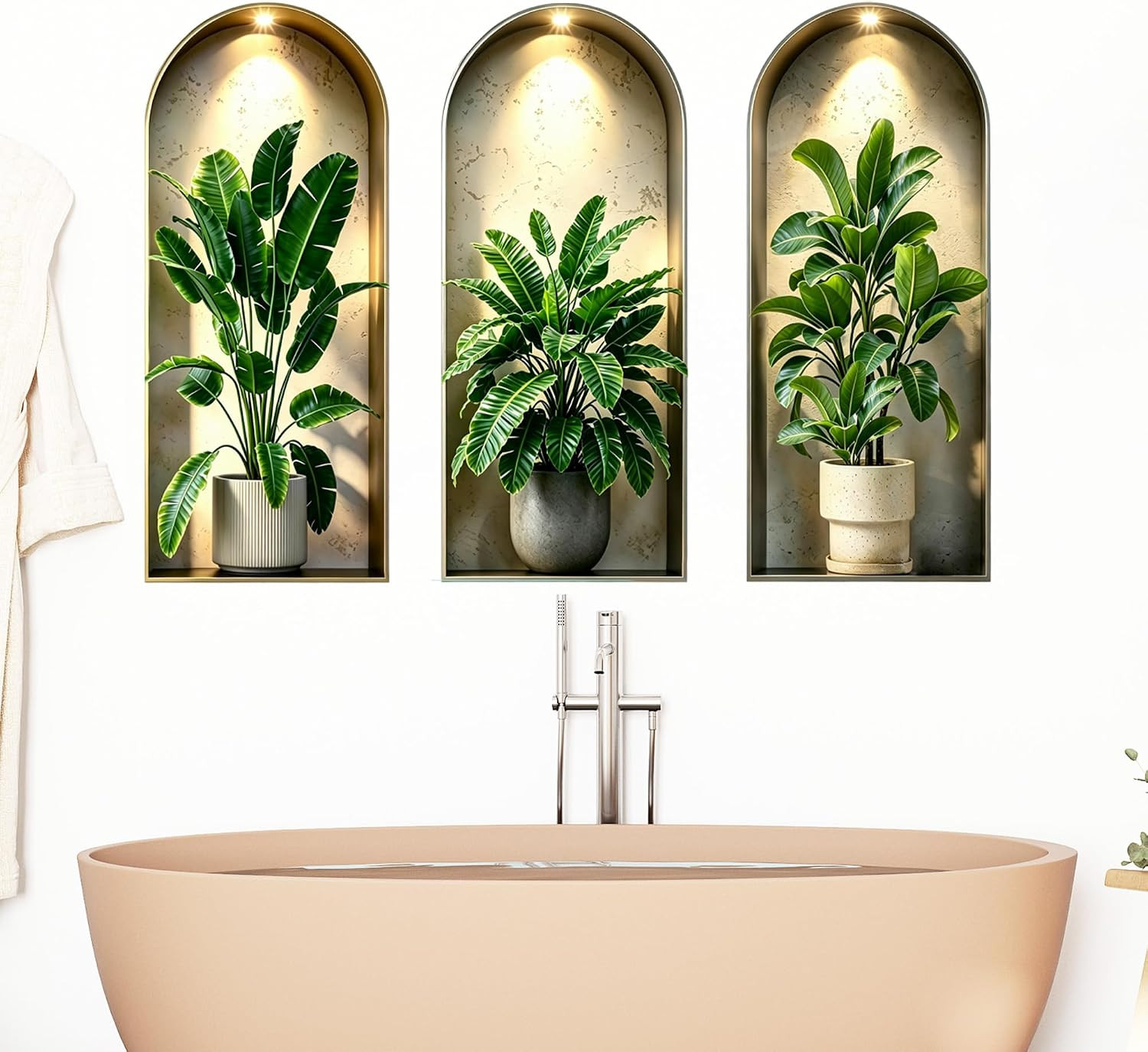 3D Potted Plants Green Leaves Wall Decals – Peel and Stick, 3D Magic Wall Art Mu