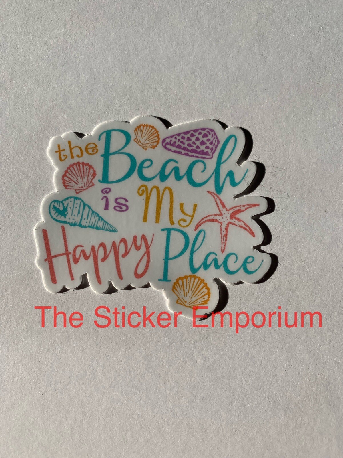 The Beach Is My Happy Place Sticker ~ Water Bottle Laptop Tumbler Ocean Decal