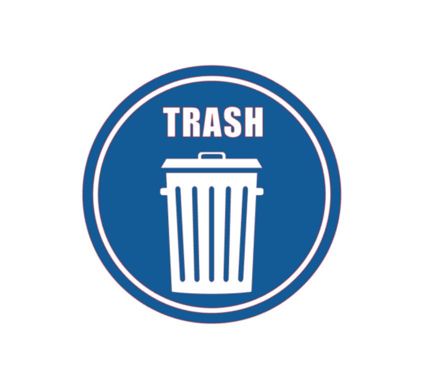 Trash Sticker Symbol Sign PICK SIZE Vinyl Decal Bin Waste Landfill Garbage Can