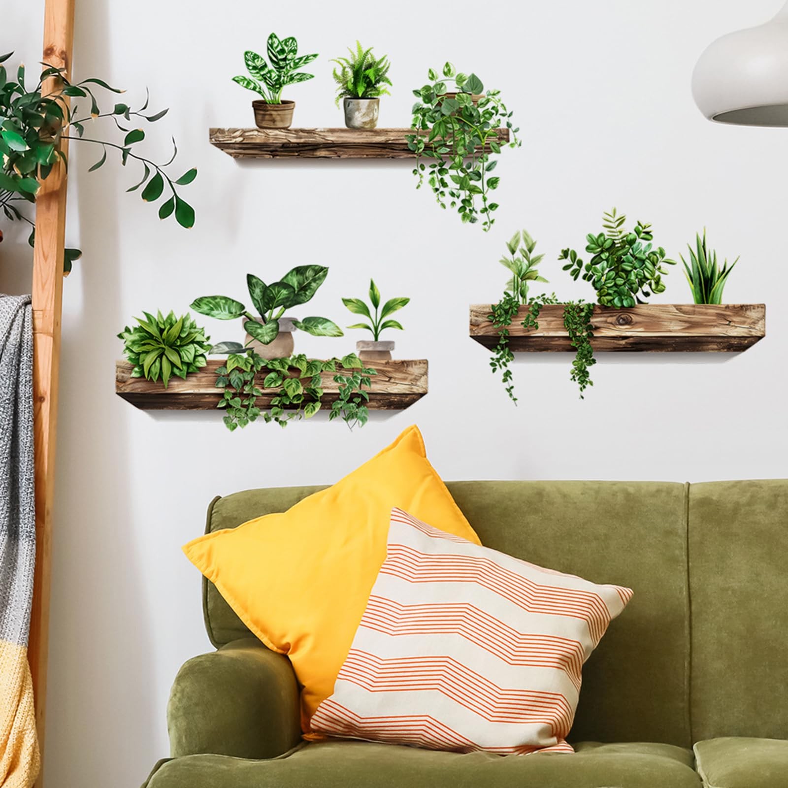 Green Plant Wall Decals 3D Bonsai Tropical Betterfly Wall Sticker Creative Vi…