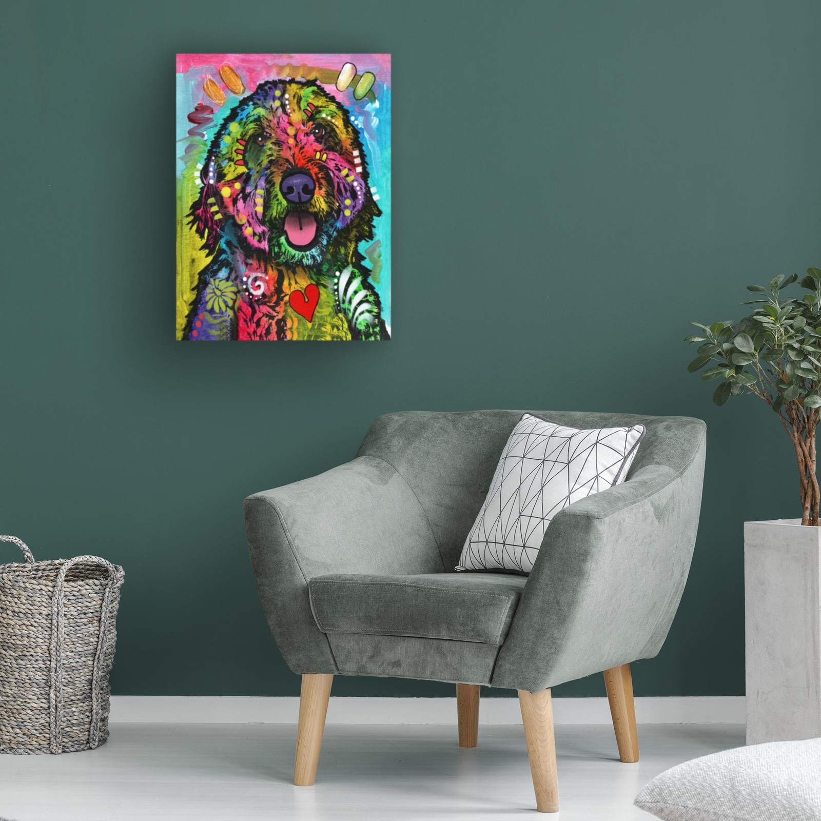 Wrapped Canvas Wall Art – Dean Russo ‘Golden Doodle’ Wall Art for Living Room…