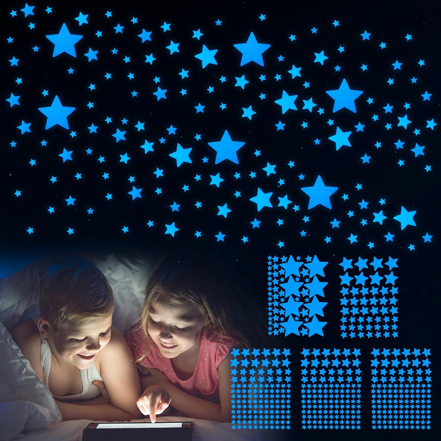 Glow in The Dark Stars Wall Stickers – 469 Pcs, Perfect for Kids’ Nursery, Bedro