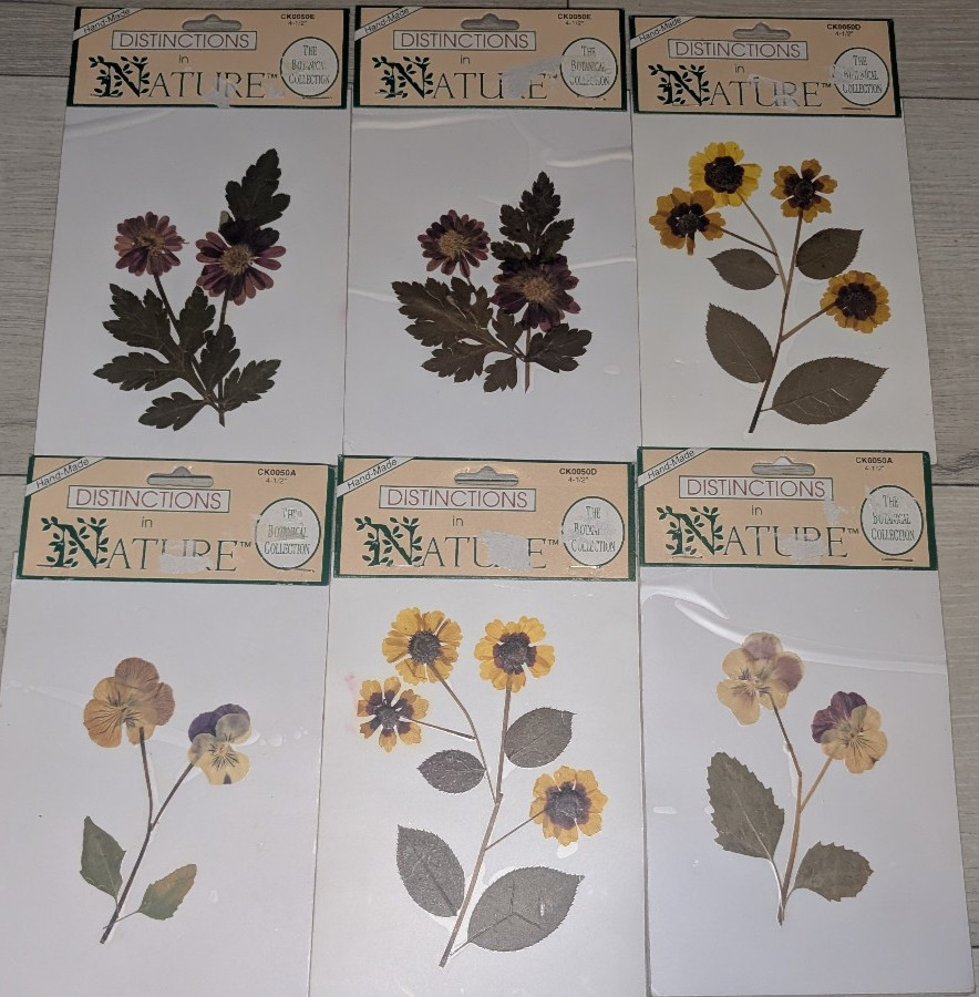 Vintage Pressed Flowers Plants Adhesive Stickers – LOT OF 6 PKGS Botanical Coll.