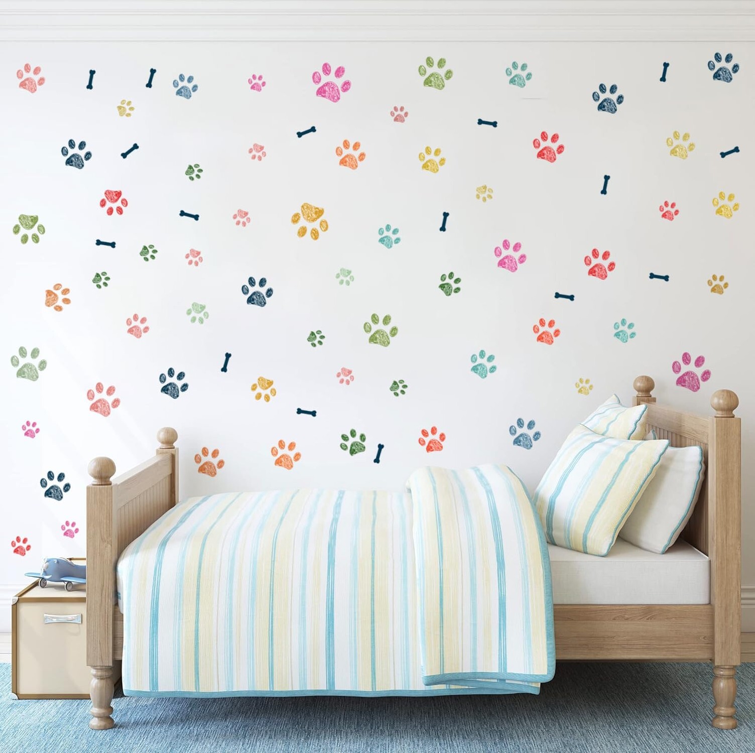 Colorful Doodle Paw Prints Wall Decals Dog Paws Wall Stickers Peel and Stick …