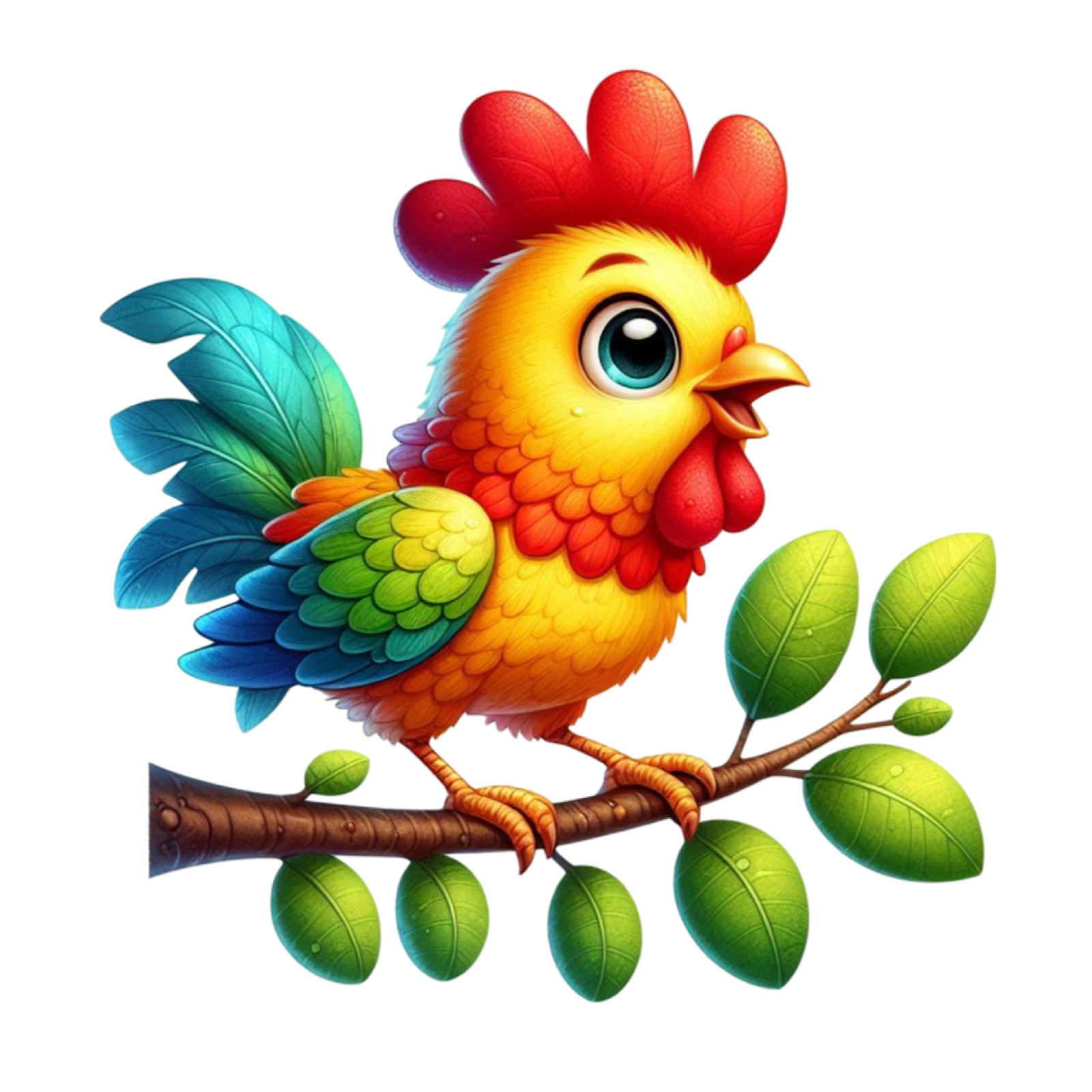 Wall Decal Sticker Colourful Chicken Wall Sticker 18X18cm Large