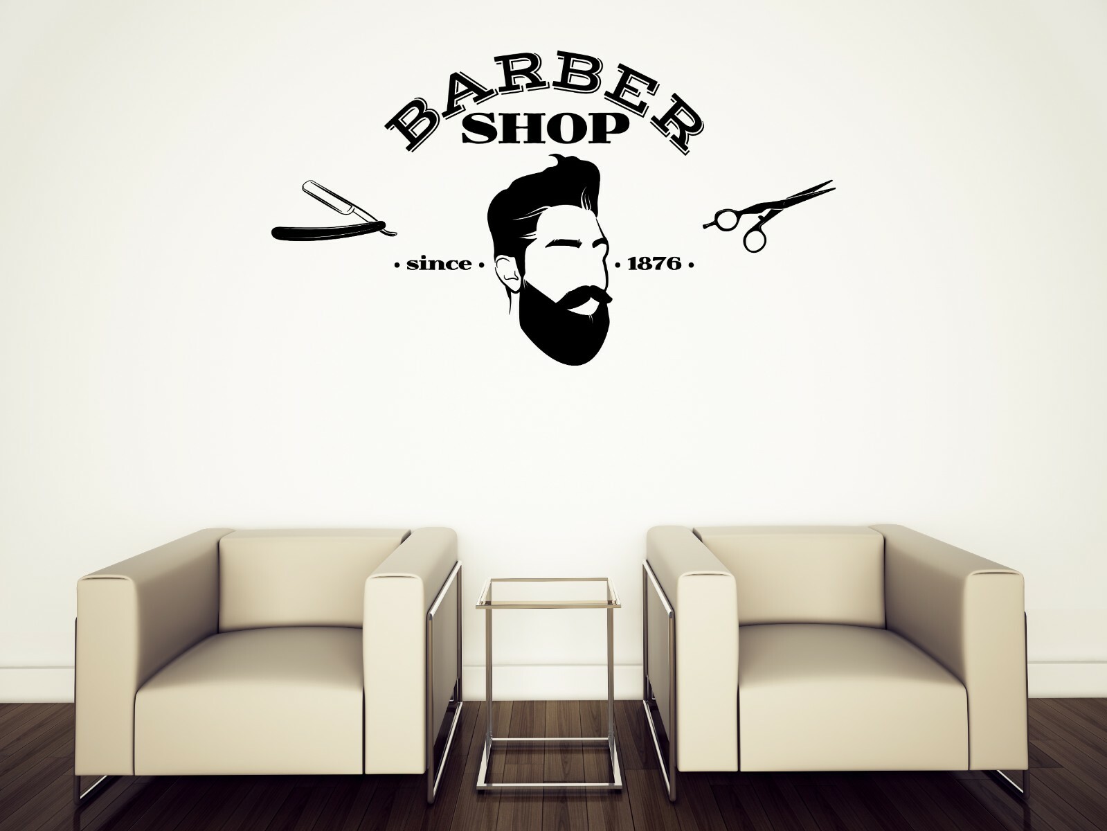 Wall Vinyl Decal Sticker Barber Gentlemens Shop Moustache Haircut Shaves (n1554)