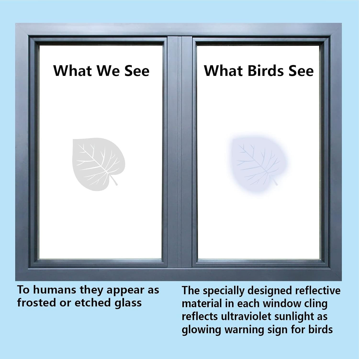 FINGOOO Window Decals for Bird Strikes,52 Pieces Large Leaf Shape anti Collision