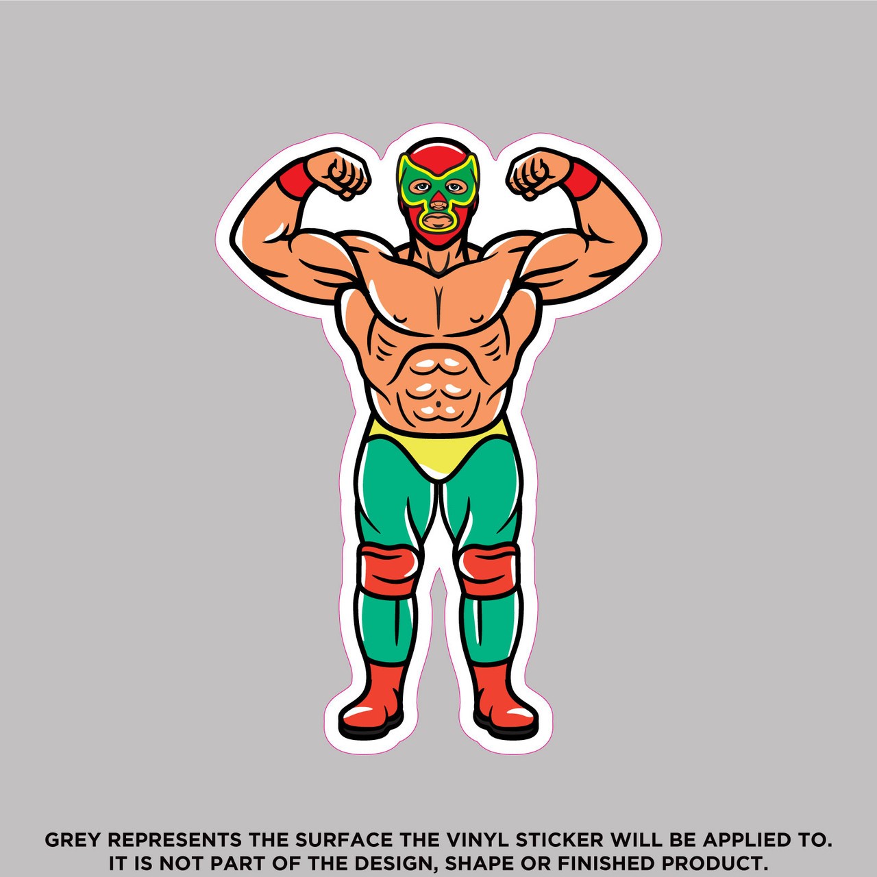 Red and Green Masked Wrestler Vinyl Sticker