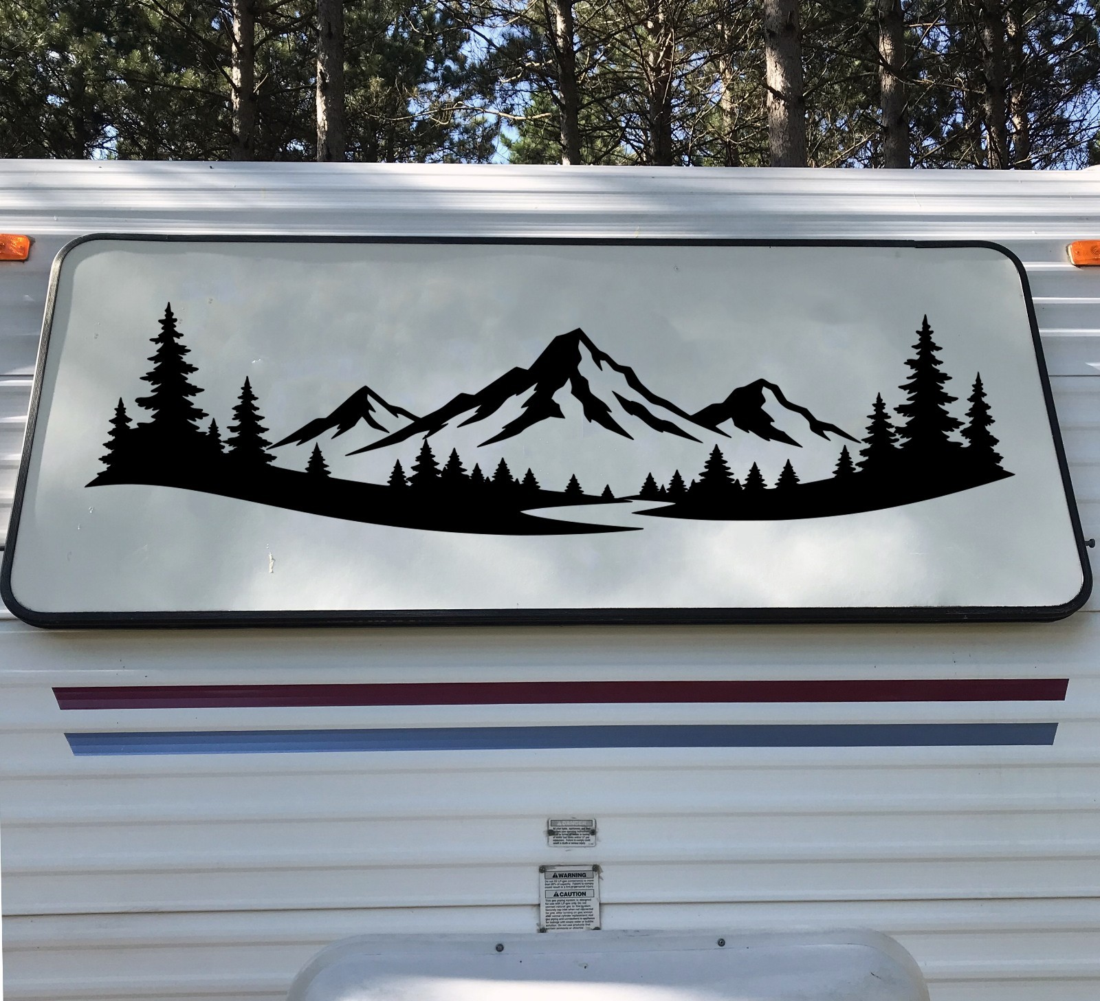 Mountain Forest Scene V21 Vinyl Decal Wilderness Camping Outdoor RV Camper Truck