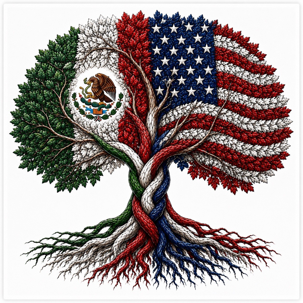 Mexican American Heritage Tree 3 Inch UVDTF Decal Hard Hat Sticker Family Roots