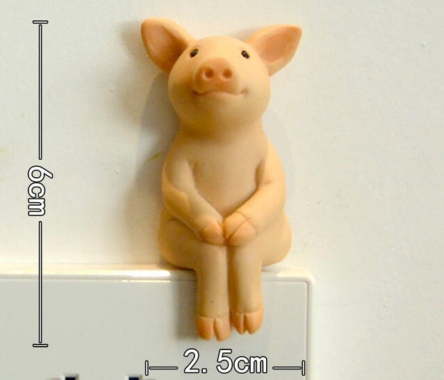Cute Pig Switch Sticker Resin Wall Socket Statue Bedroom Home Decor