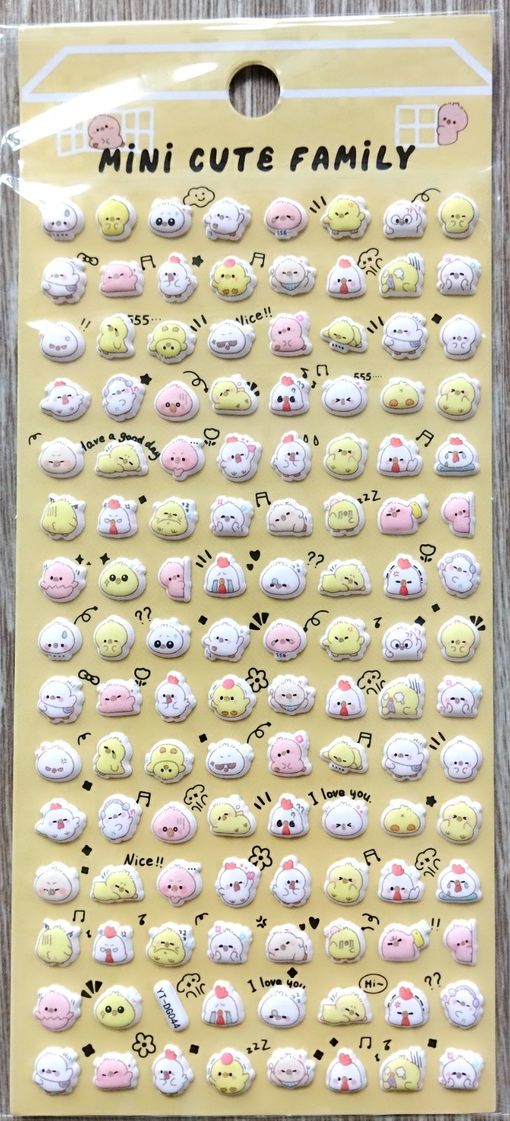 Mini Cute Family Chicken & Chick PVC Puffy Sticker Kawaii Animal Baby Bird JAPAN