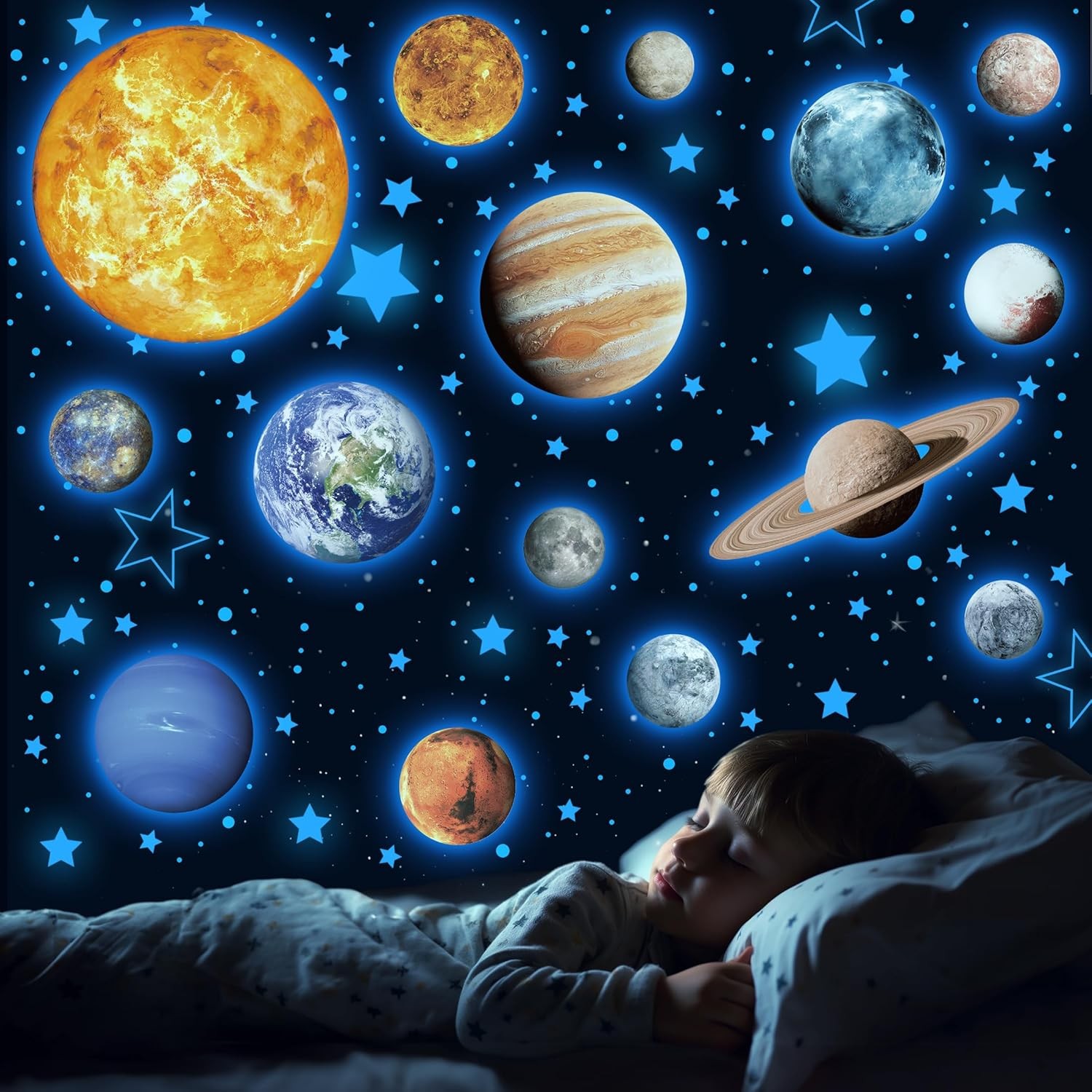Solar System Wall Decals Glow in The Dark Stars 780PCS Glowing Planets Stickers