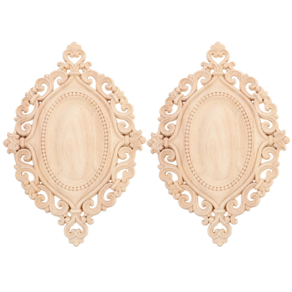 2pcs Wood Carved Onlay Wood Carving Appliques Traditional Furniture Wood Decal