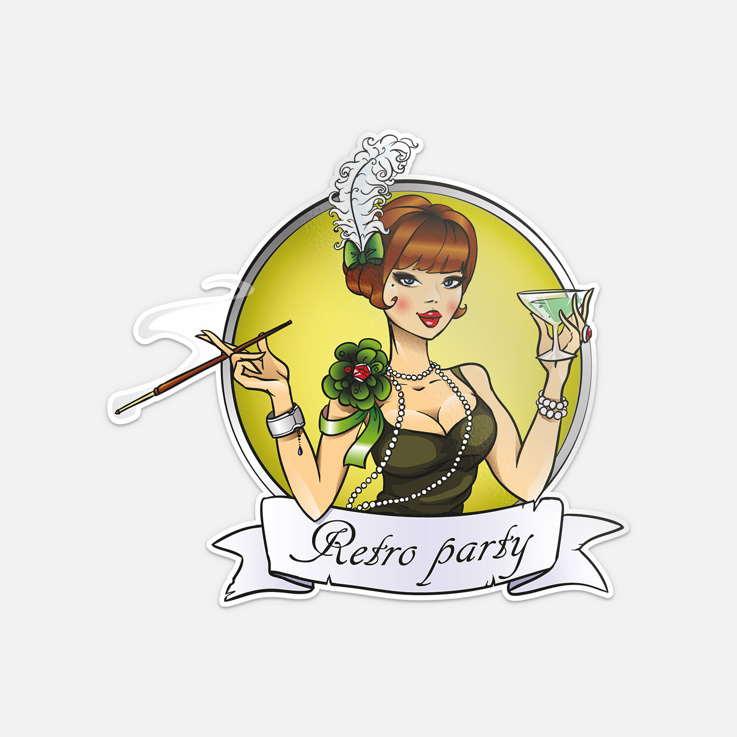 Retro Party Pretty Woman Cigarette Vinyl Sticker Decal